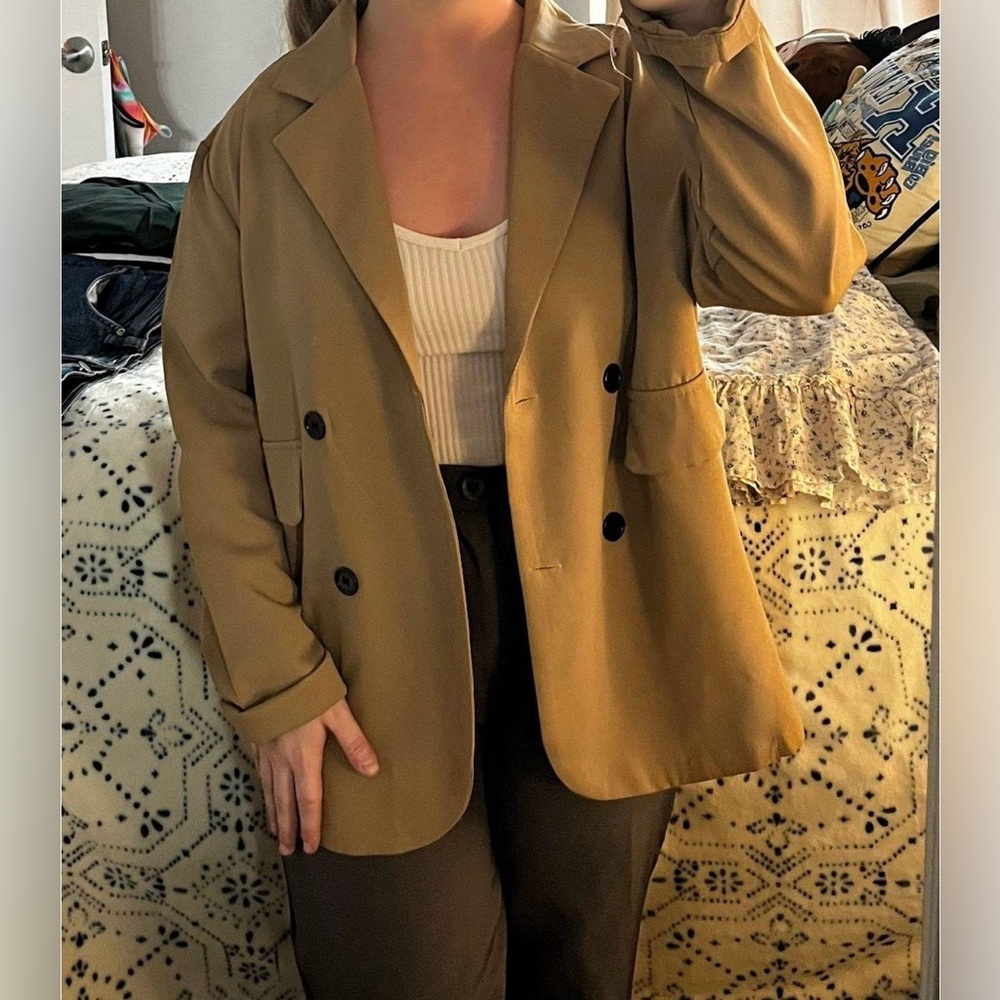 oversized tan casual blazer